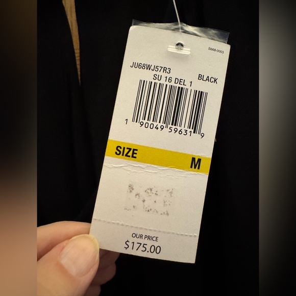 NWT Michael Kors Black Midi Dress with Handkerchief Hem - Picture 4 of 8